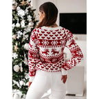 Klasyczny sweter z dzianiny Fair Isle z okrągłym dekoltem i długimi rękawami | Celesty