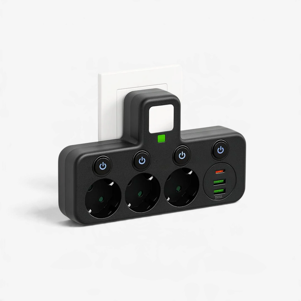 Wielofunkcyjna listwa zasilająca z USB i USB-C do ładowania | Powerec