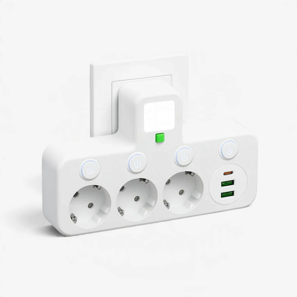 Wielofunkcyjna listwa zasilająca z USB i USB-C do ładowania | Powerec