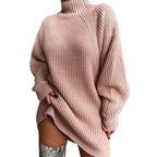 Lang oversized damepullover med høj hals – Lurevya