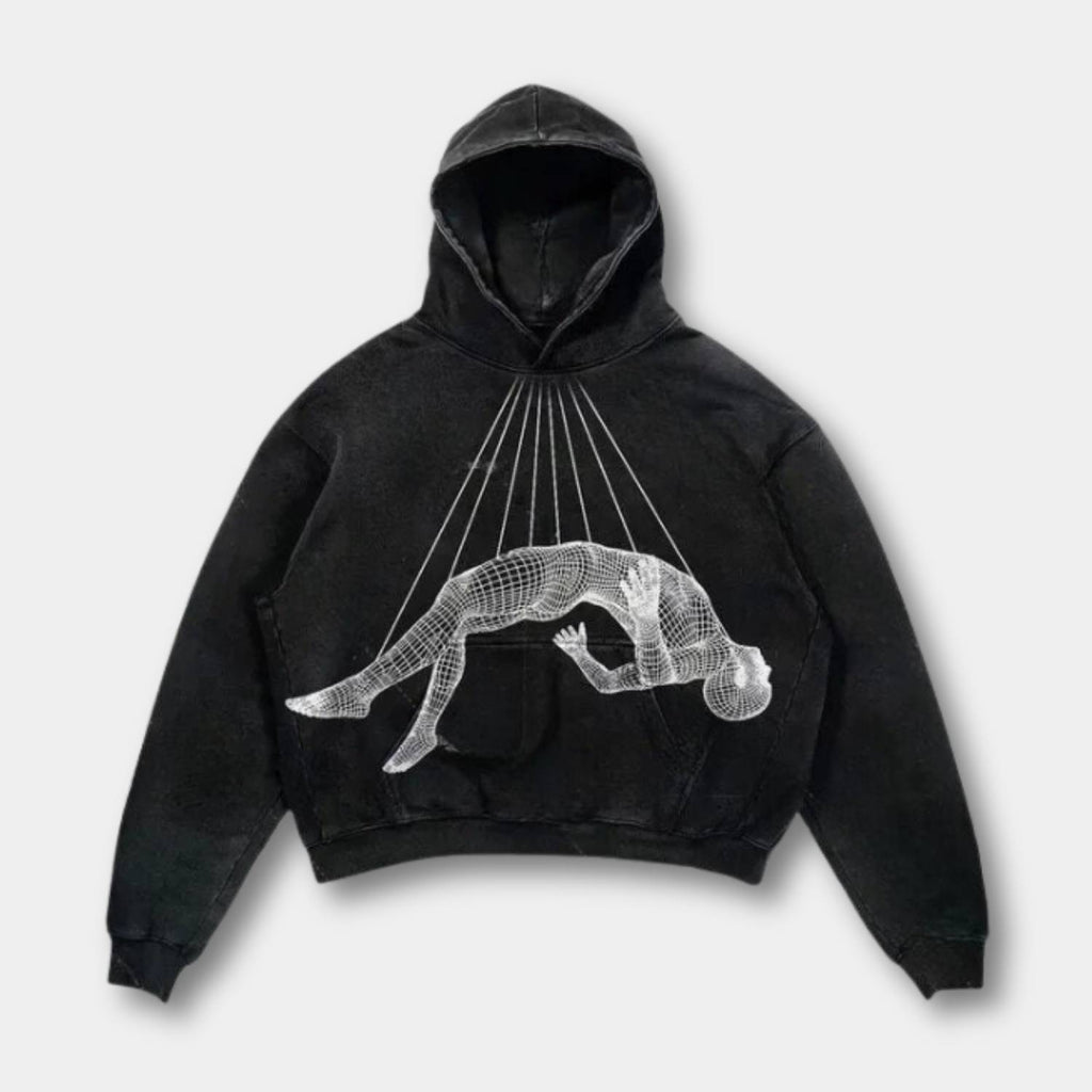 Uniseksowa bluza z kapturem, nadrukiem graficznym i luźnym designem streetwearowym | Noah