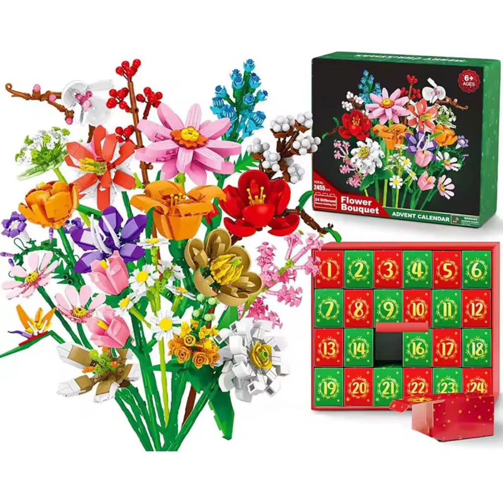 Adventskalender med 24 blomsterbyggeklodser til sammensætning | Beatriz