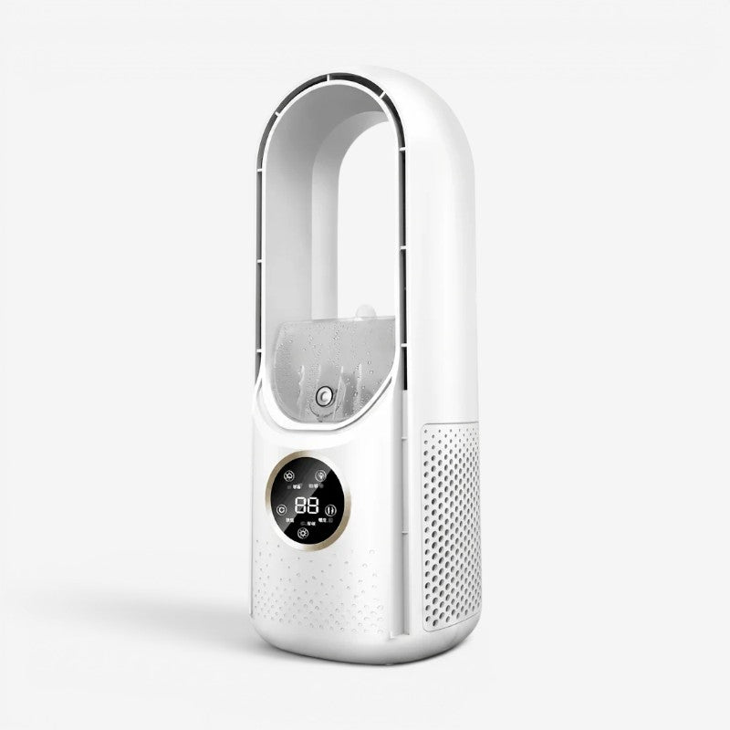 Bezłopatkowy wentylator wieżowy USB z wyświetlaczem LED, regulowany | AirPulse
