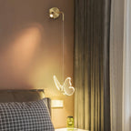 LED væglampe med sommerfugledesign metal akryl guld og vertikal montering | Blanche