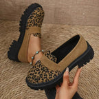 Dame loafers med leopardmønster kraftig plateausål og praktisk slip-on design | Solène