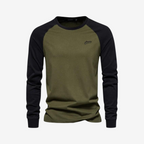 Langærmet herre T-shirt med raglanærmer rund hals og regular fit | Bastien