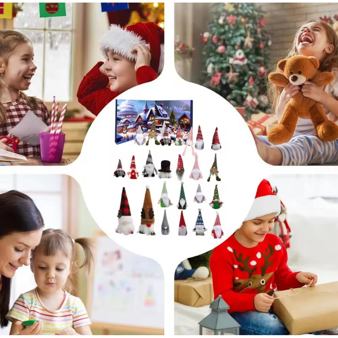 Farverig adventskalender med 24 unikke Wichtel-figurer | NisseAdvent