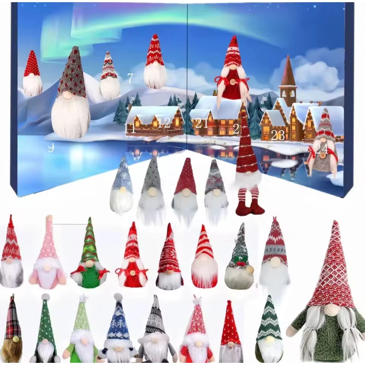 Farverig adventskalender med 24 unikke Wichtel-figurer | NisseAdvent