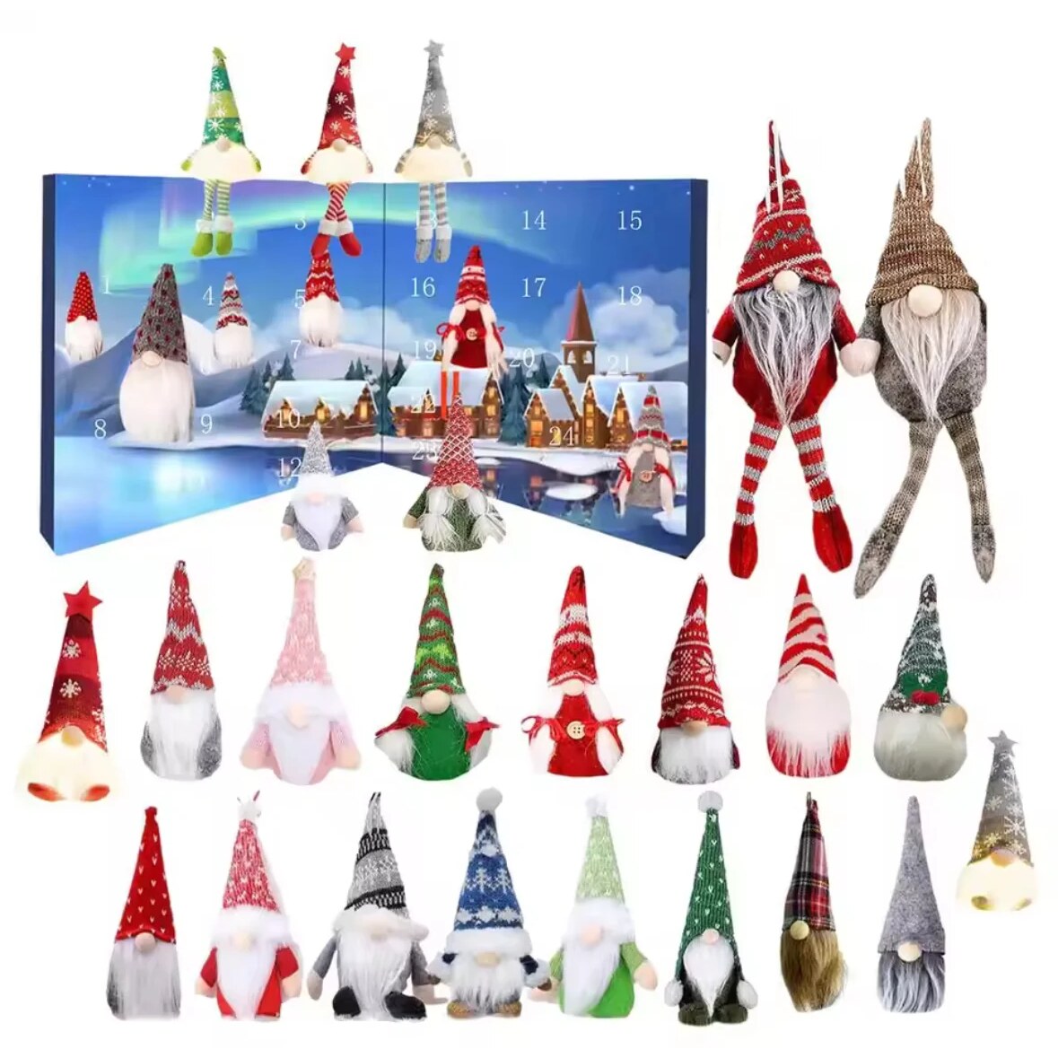 Farverig adventskalender med 24 unikke Wichtel-figurer | NisseAdvent