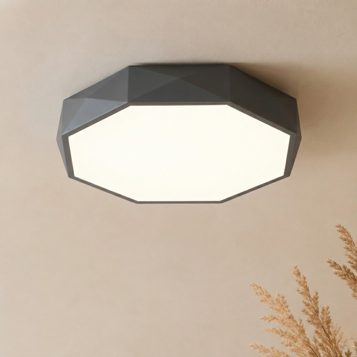 Geometrisk LED loftlampe med integreret lys fladt ottekantet design | Yvette