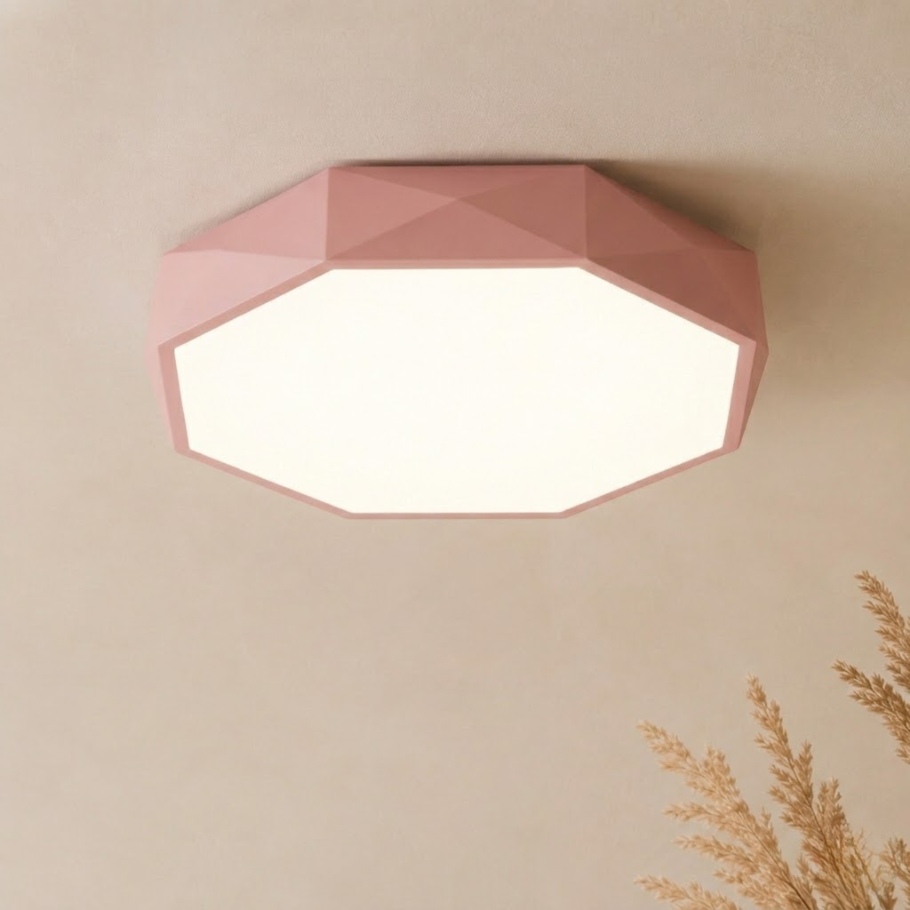 Geometryczna lampa sufitowa LED ze zintegrowanym oświetleniem, płaska, ośmiokątna | Yvette