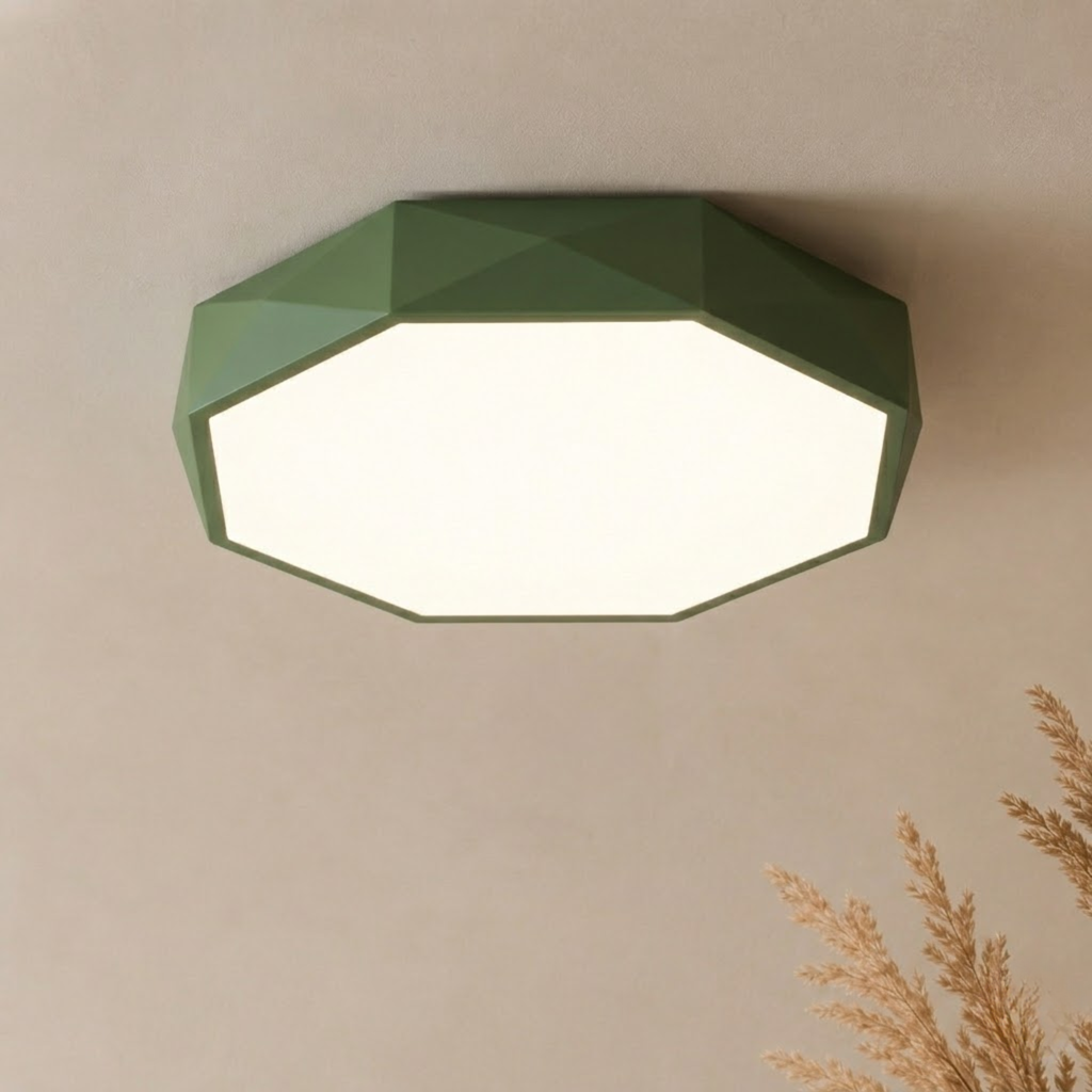 Geometryczna lampa sufitowa LED ze zintegrowanym oświetleniem, płaska, ośmiokątna | Yvette