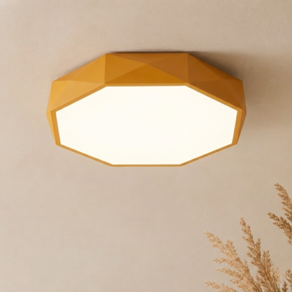Geometryczna lampa sufitowa LED ze zintegrowanym oświetleniem, płaska, ośmiokątna | Yvette