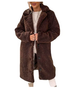Długi trencz teddy o miękkiej fakturze, klasycznym zapięciu i zapewniający ciepło | Amélie