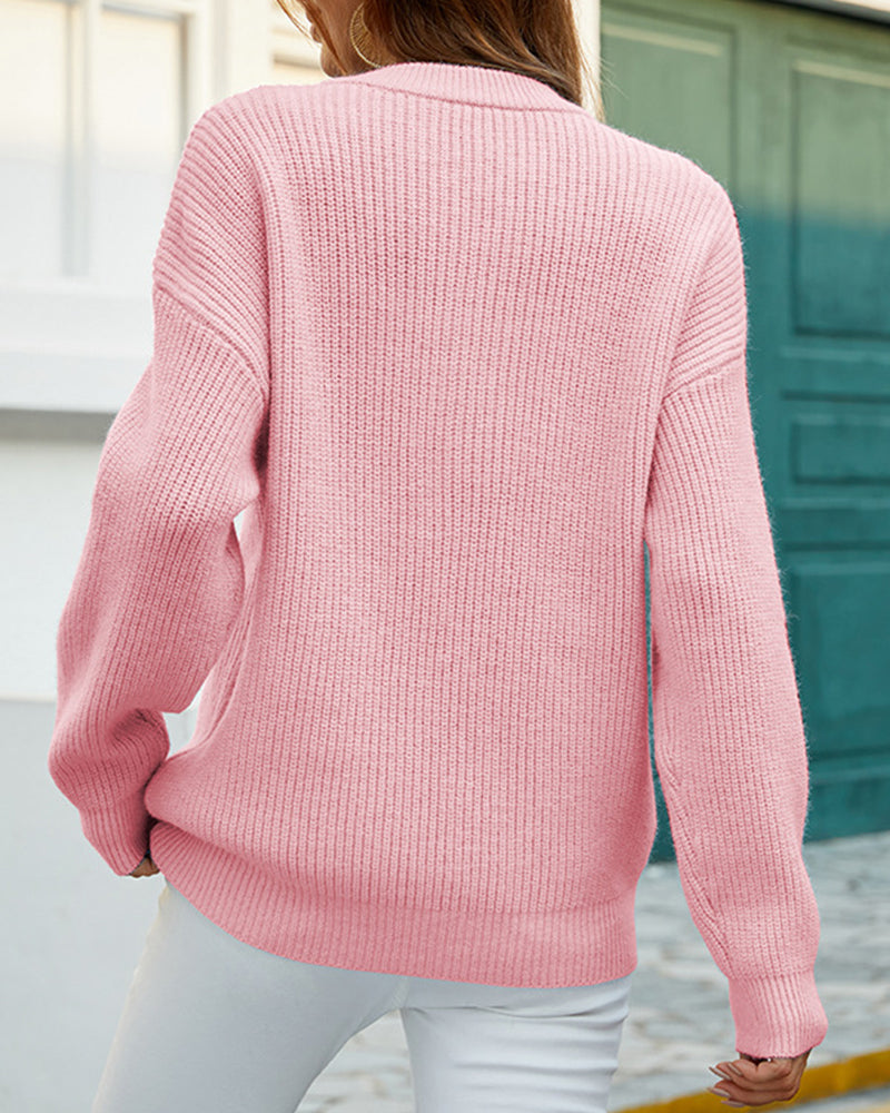 Sweter o swobodnym kroju z prążkowanymi detalami, casualowy | Elyra