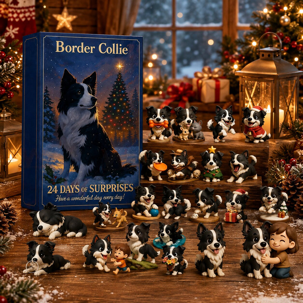 Julekalender med 24 låger og Border Collie motiver | Aventaria