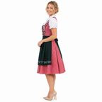 Damski zestaw dirndl z kraciastymi szelkami, bluzką i spódnicą na Oktoberfest | Mathilde