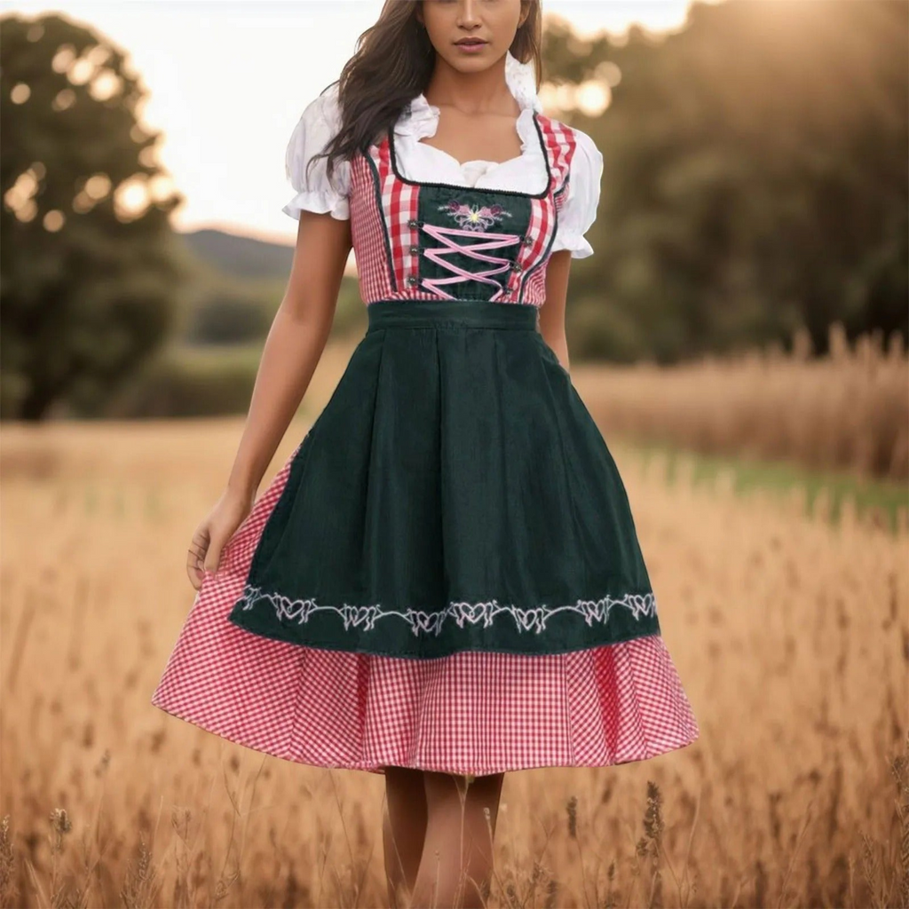Damski klasyczny kraciasty dirndl na Oktoberfest | Evermont