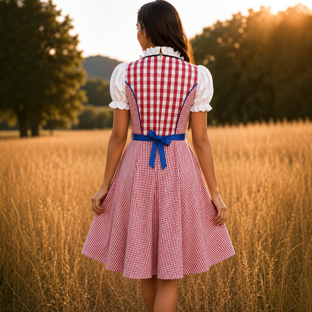 Damski klasyczny kraciasty dirndl na Oktoberfest | Evermont