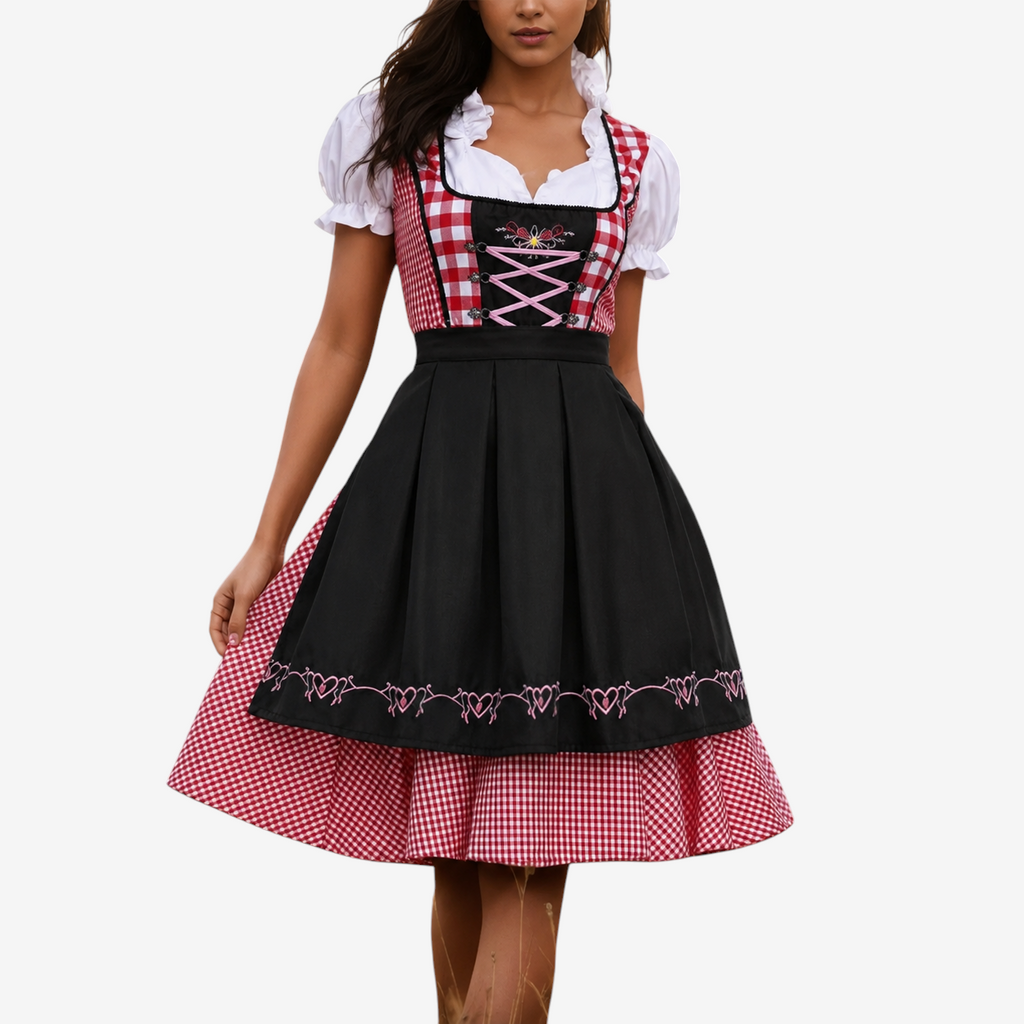 Damski klasyczny kraciasty dirndl na Oktoberfest | Evermont