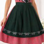 Damski zestaw dirndl z kraciastymi szelkami, bluzką i spódnicą na Oktoberfest | Mathilde