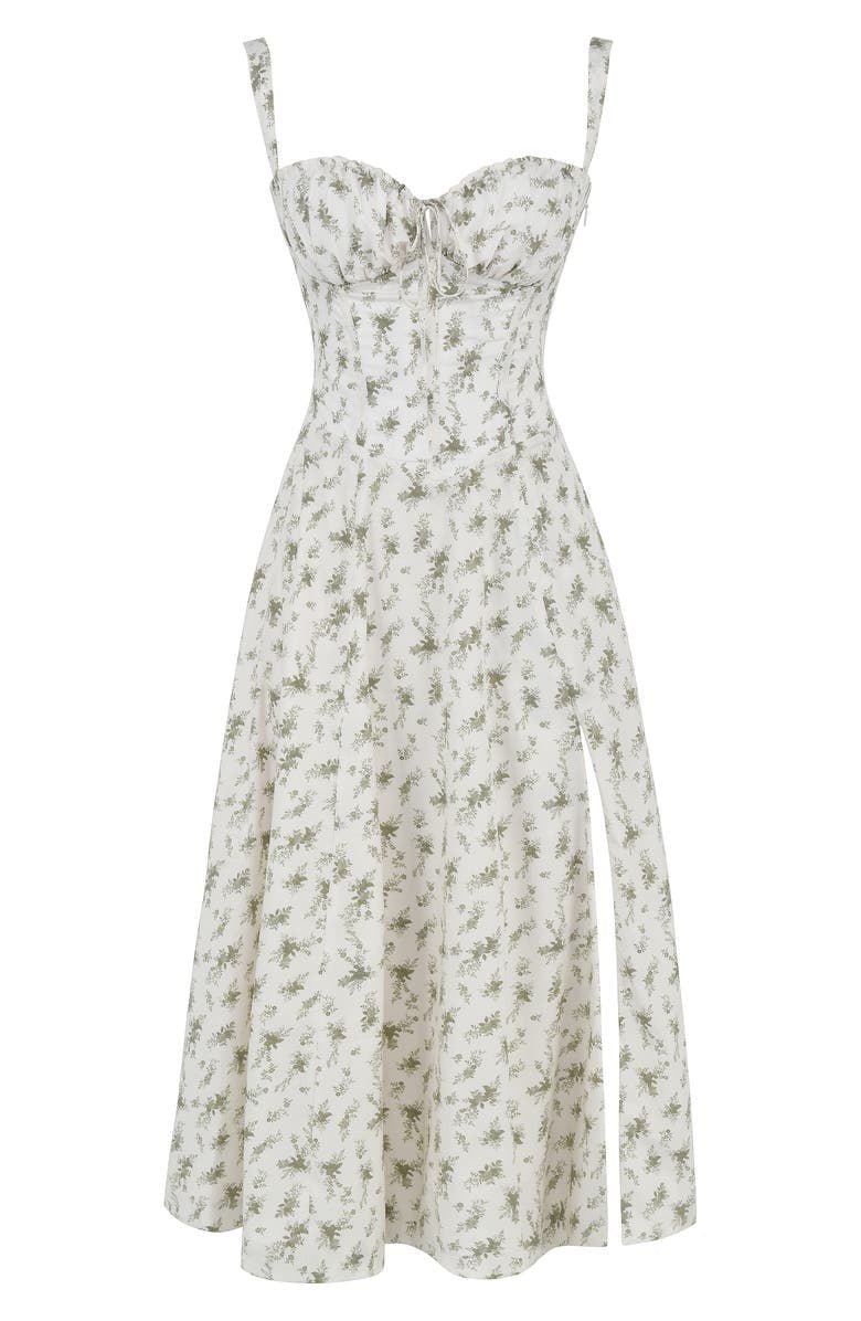 Sukienka midi damska w kwiatowy wzór z regulowanymi ramiączkami – Floravienne