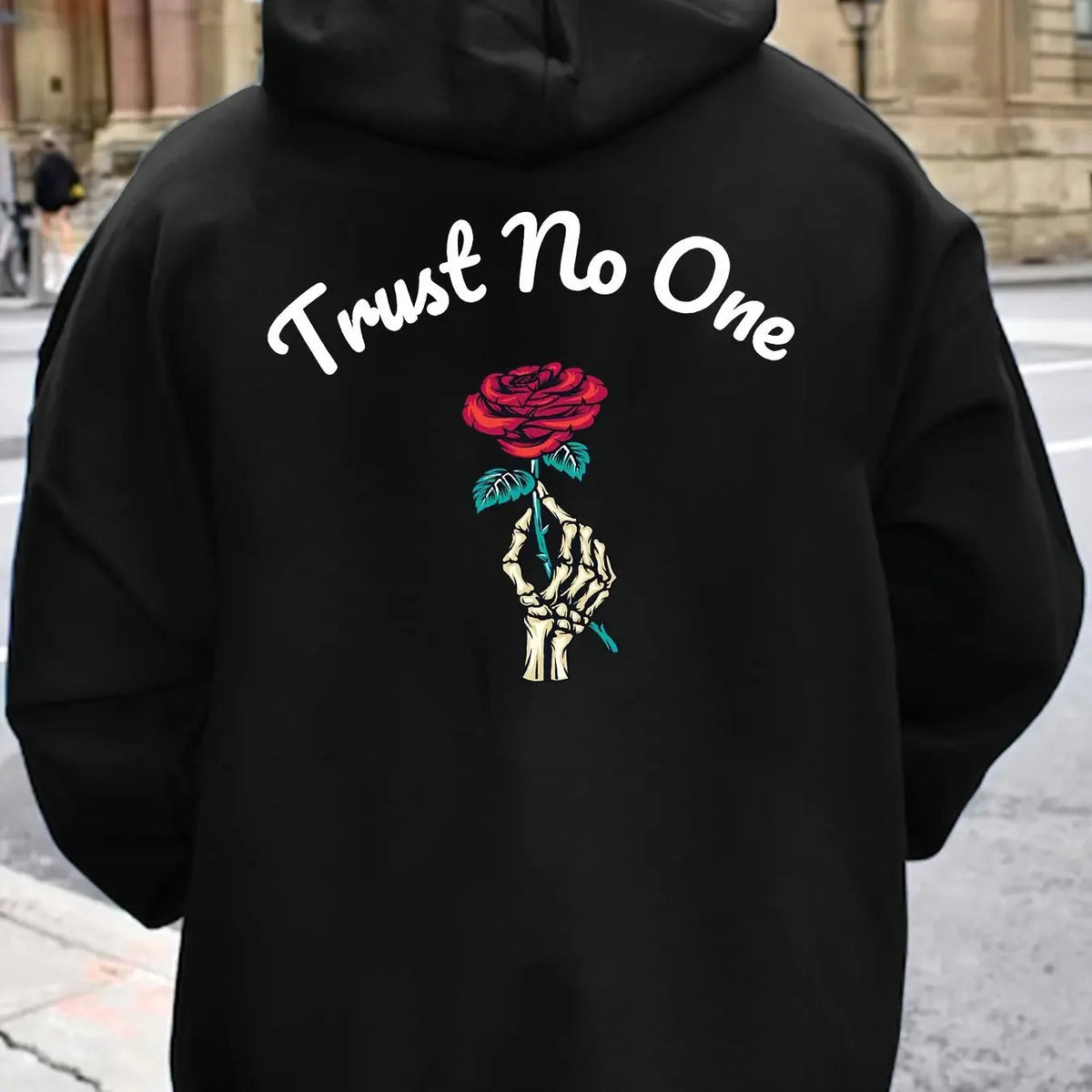 Bluza z kapturem o oversize’owym kroju z nadrukiem róż, z miękkiej mieszanki bawełny, w stylu streetwear, zapewniająca komfort | Rovix