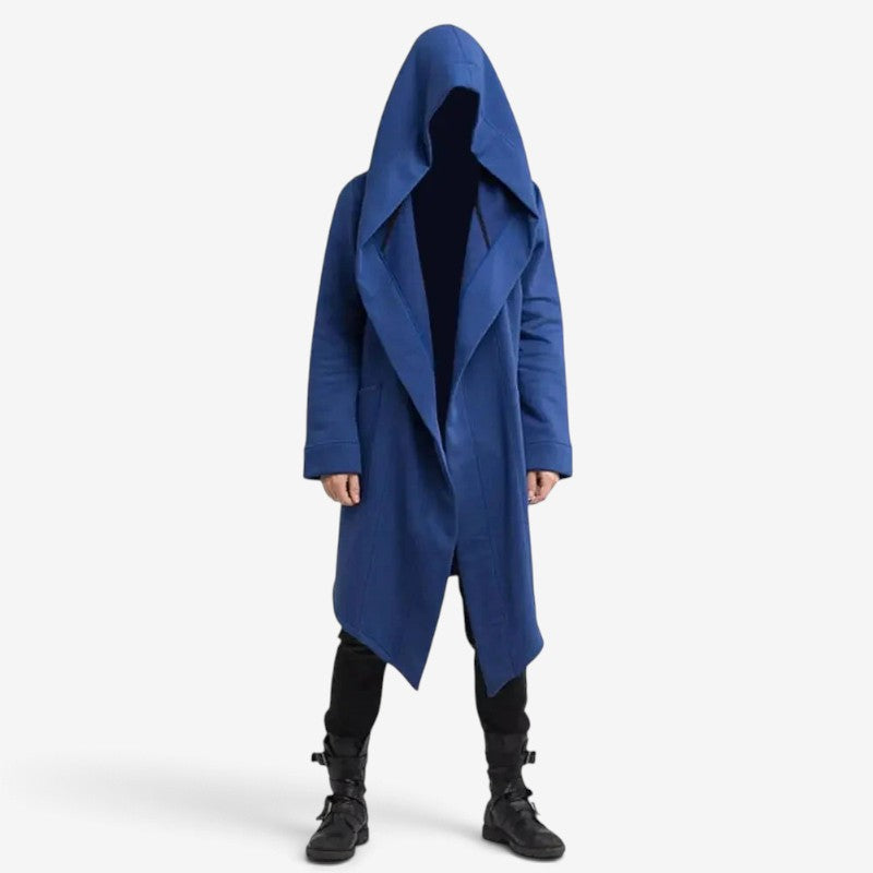 Lang herre hoodie cardigan med hætte åben front løs pasform | Maurice