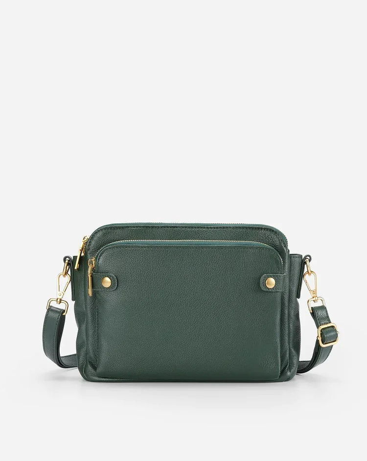 Læder crossbody skuldertaske med justerbar rem og lynlåslukning | Nimble