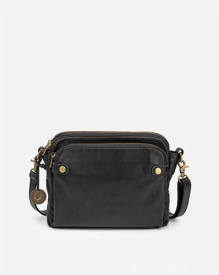 Læder crossbody skuldertaske med justerbar rem og lynlåslukning | Nimble