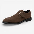 Męskie buty ze spiczastym noskiem, typu monk strap, w klasycznym stylu | Denvor