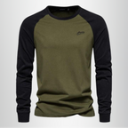 Langærmet herre T-shirt med raglanærmer rund hals og regular fit | Bastien