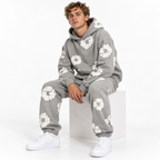 Unisex todelt træningssæt med blomsterprint hoodie og matchende bukser | Anaïs