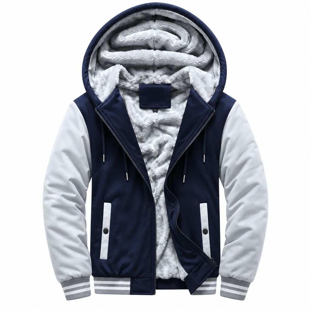 Fløjlsblød fleecejakke til mænd med justerbar hætte og lynlås | Mason