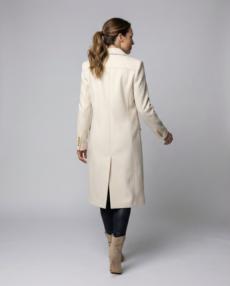 Damefrakke Dobbeltradet Midi Polyester | Victoria