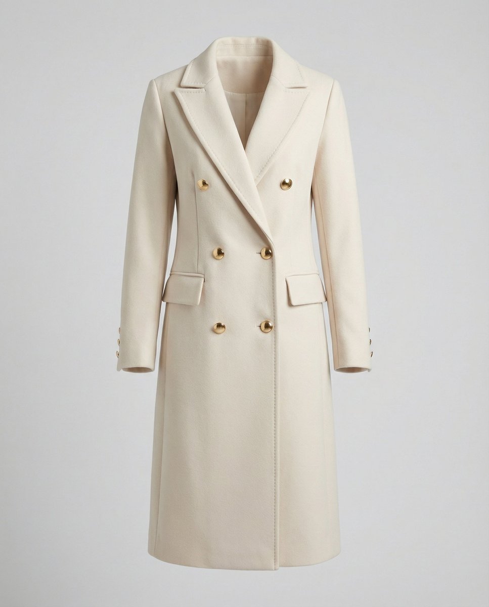 Damefrakke Dobbeltradet Midi Polyester | Victoria