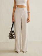 Women's High-Waist Asymmetric Wrap Wide Leg Trousers