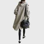 Women's Hooded Water-Repellent Oversized Long Trench Coat